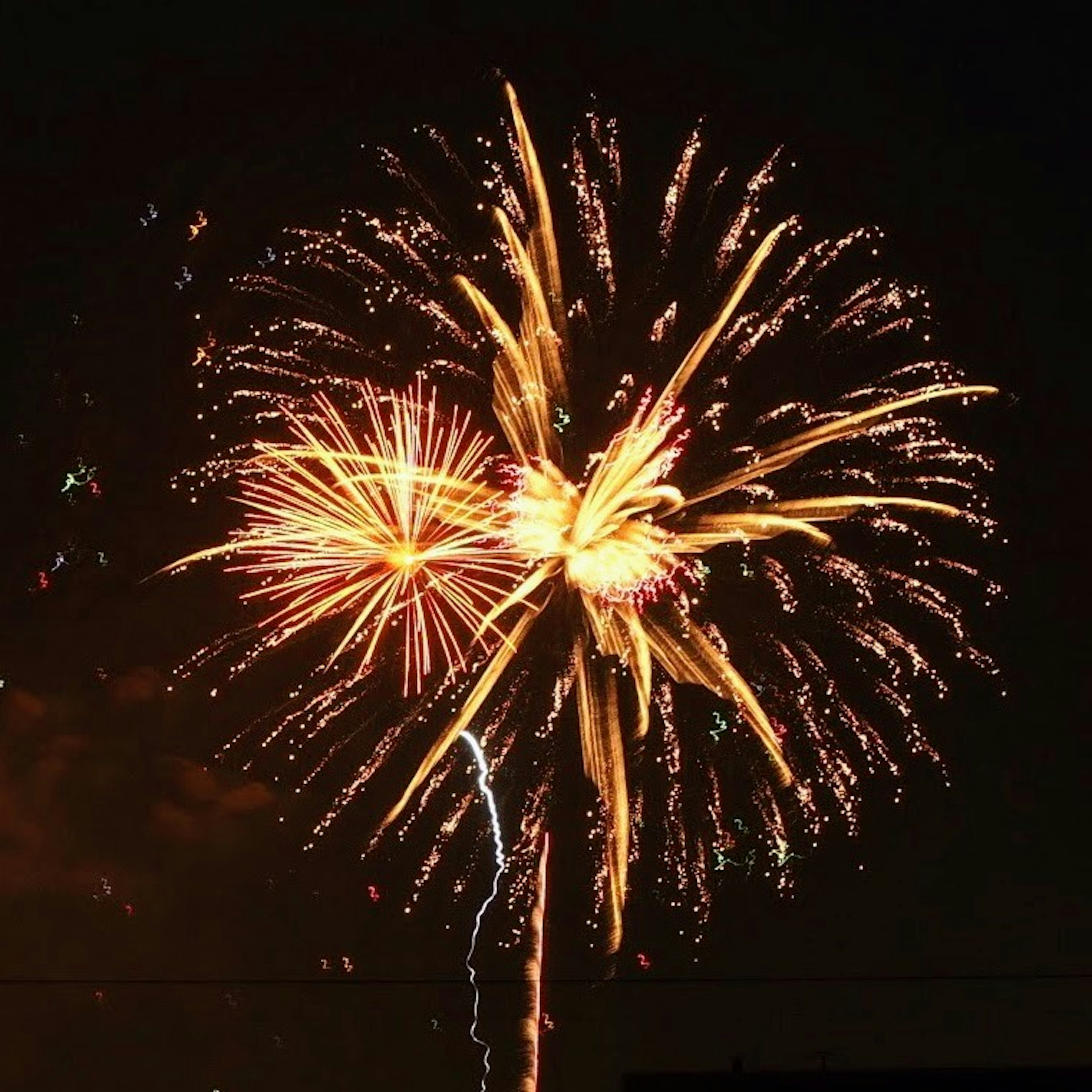 A vibrant display of fireworks bursting in the night sky