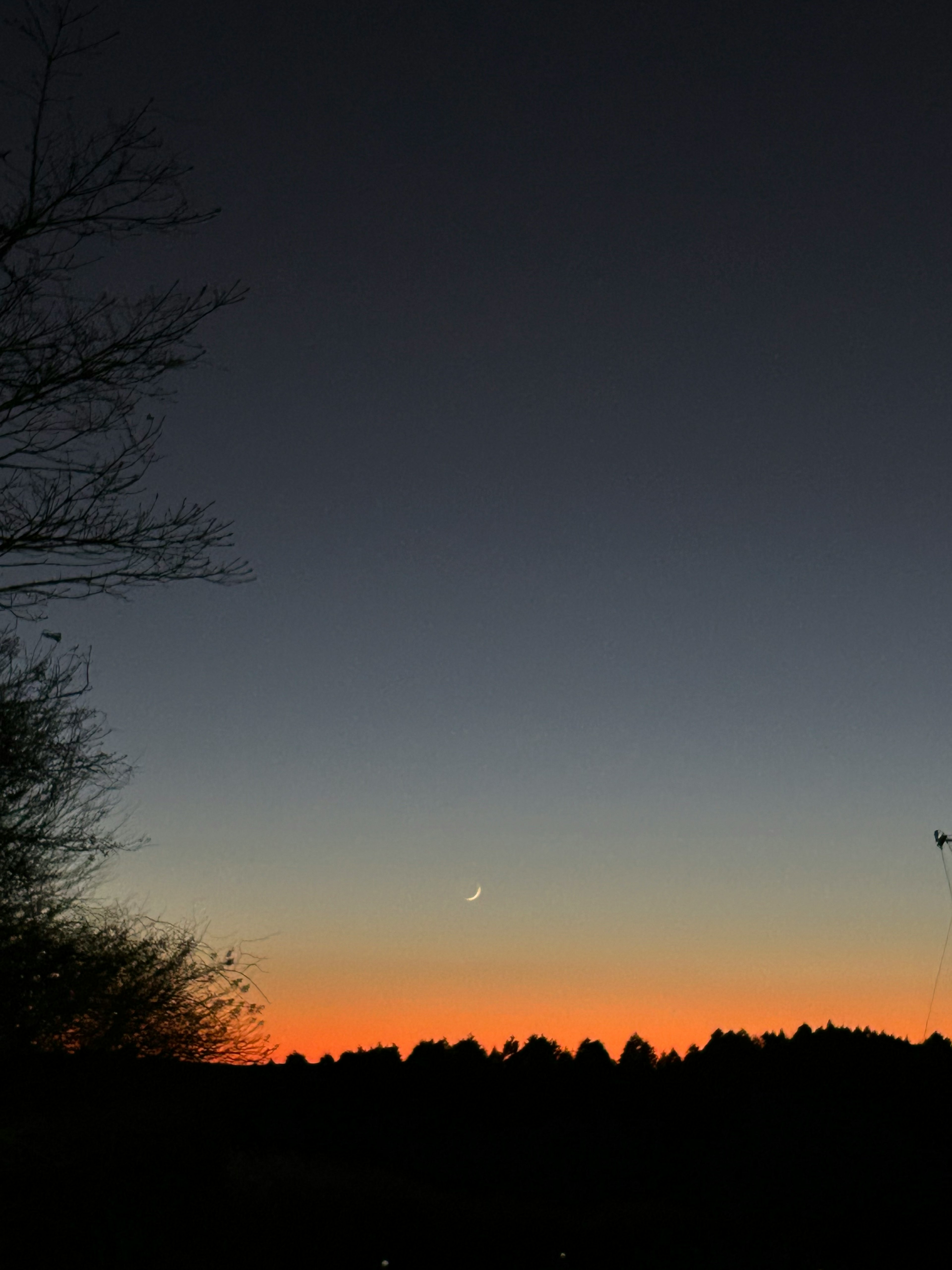 Cielo al atardecer con una luna creciente