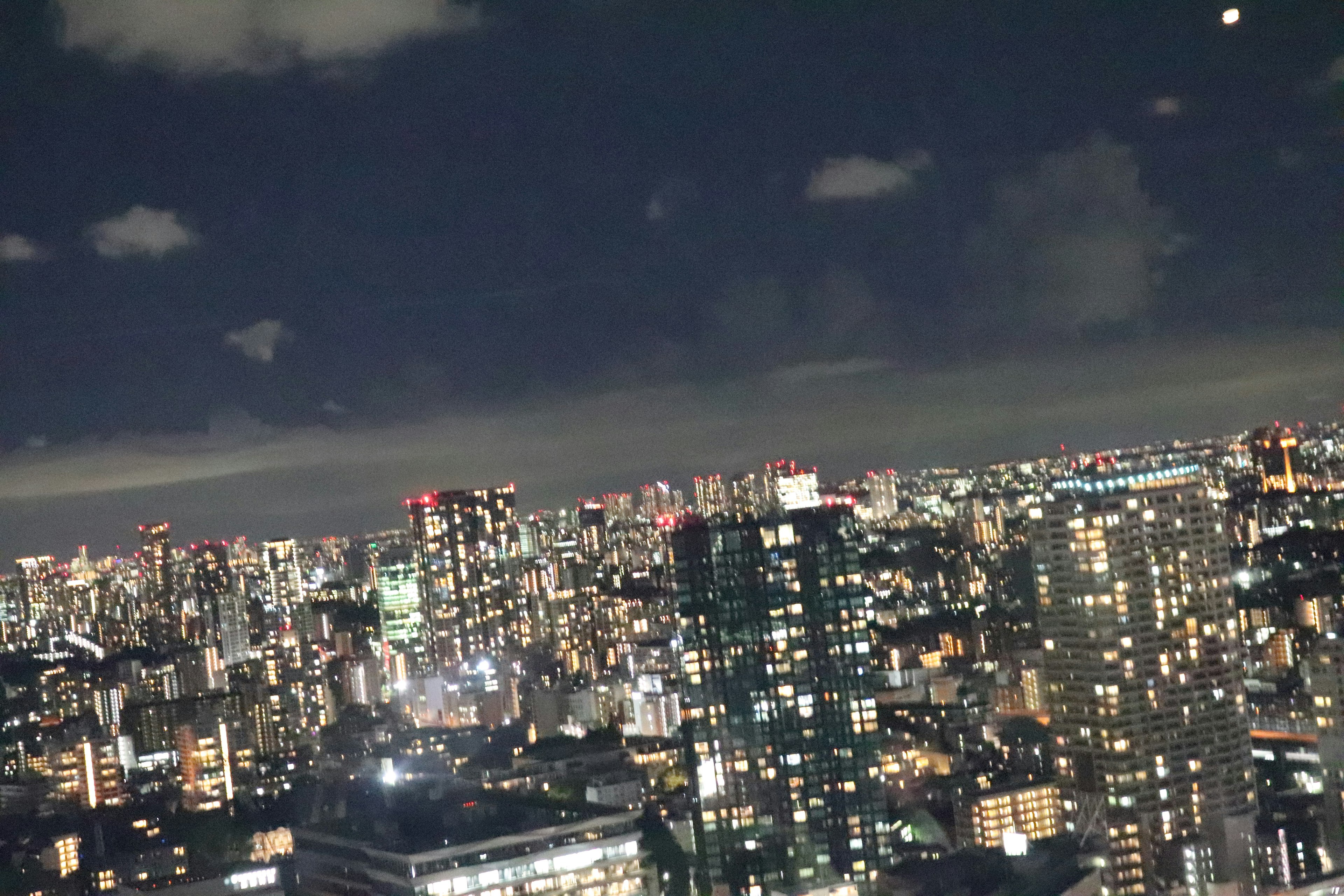 夜景の東京の高層ビル群が輝く風景