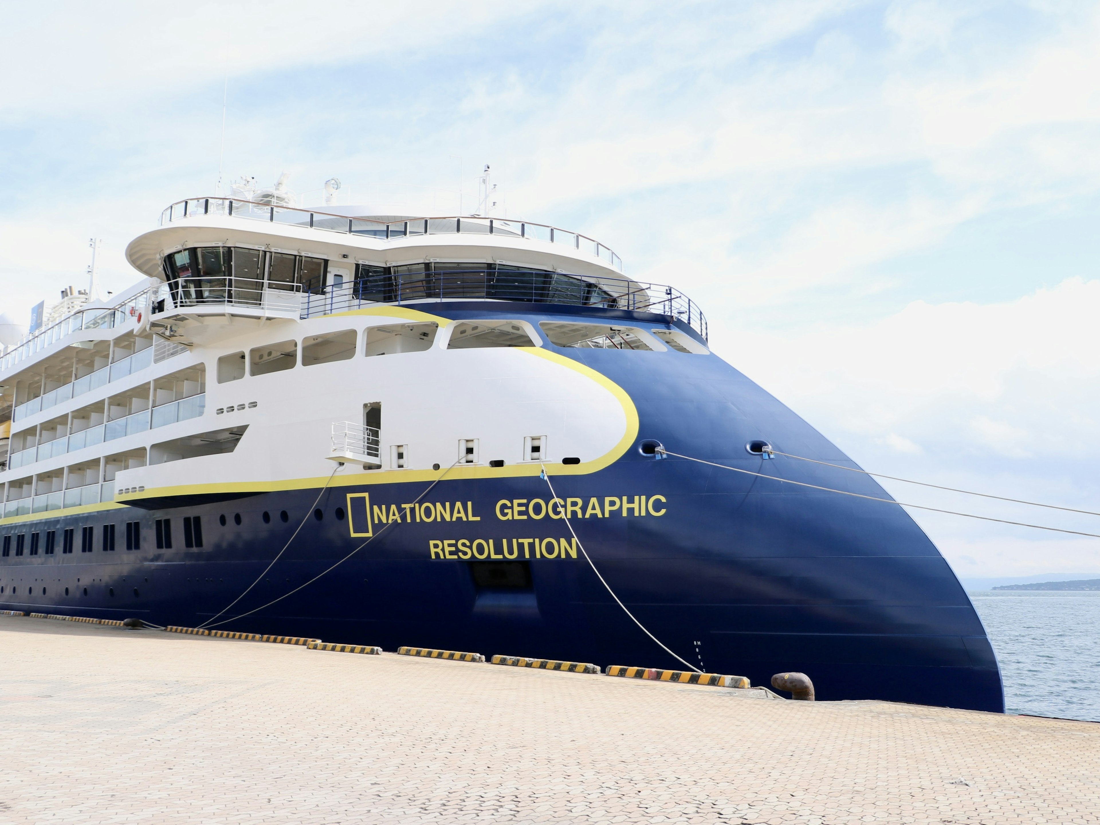 National Geographic Resolution docked at the harbor