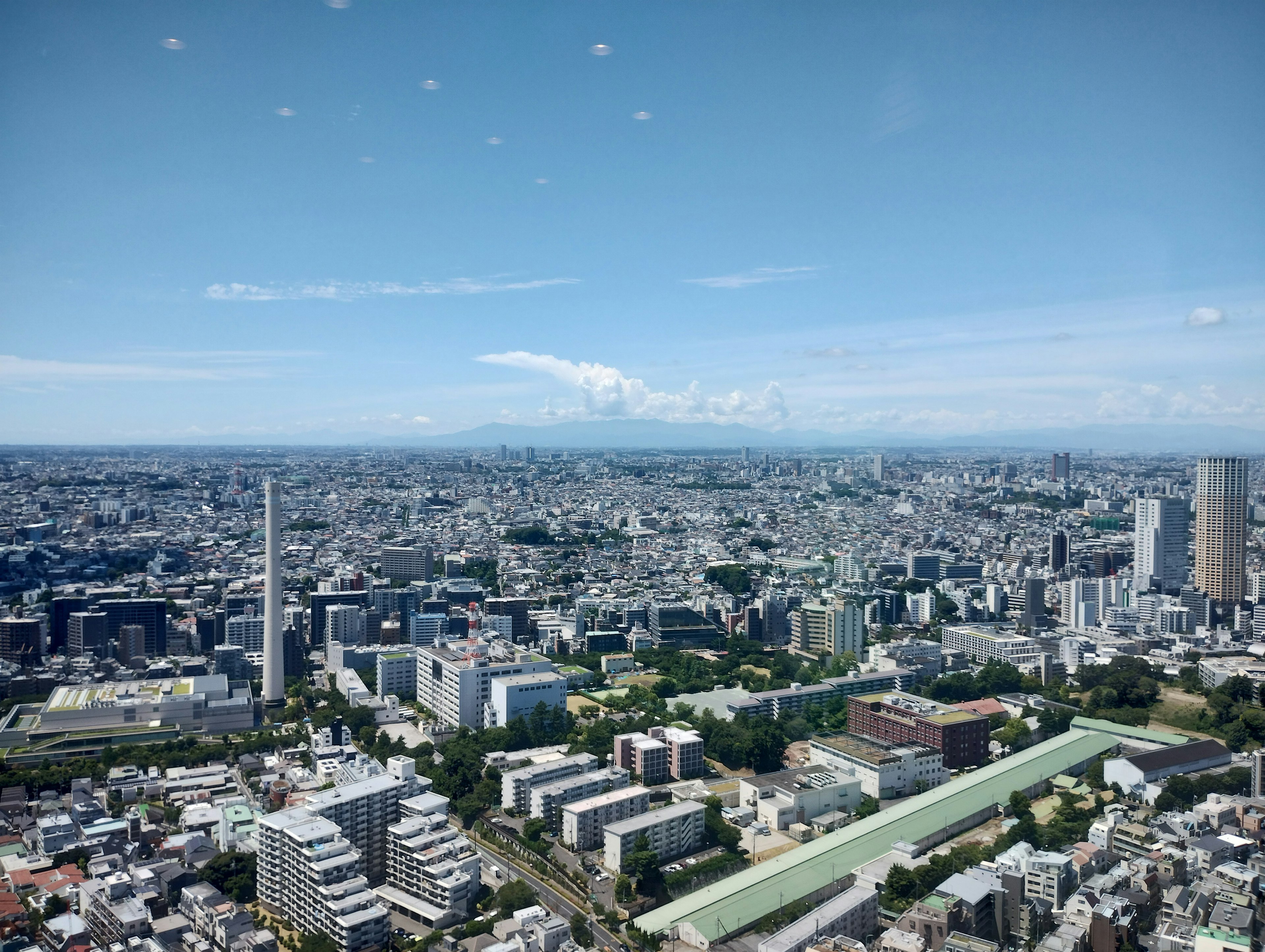 Una vista panoramica del vasto paesaggio urbano di Tokyo da un grattacielo