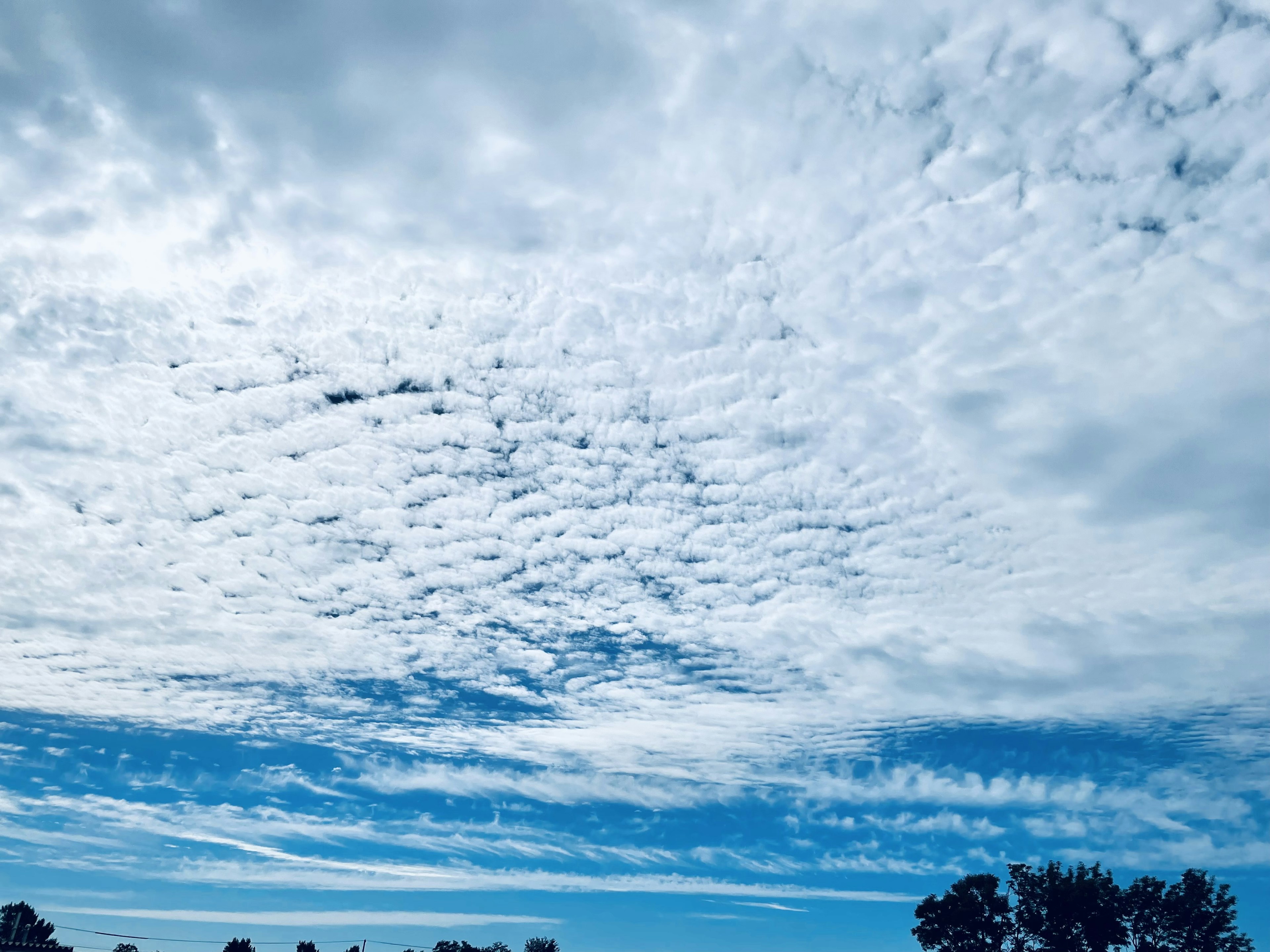 Weitläufiger blauer Himmel mit strukturierten weißen Wolken