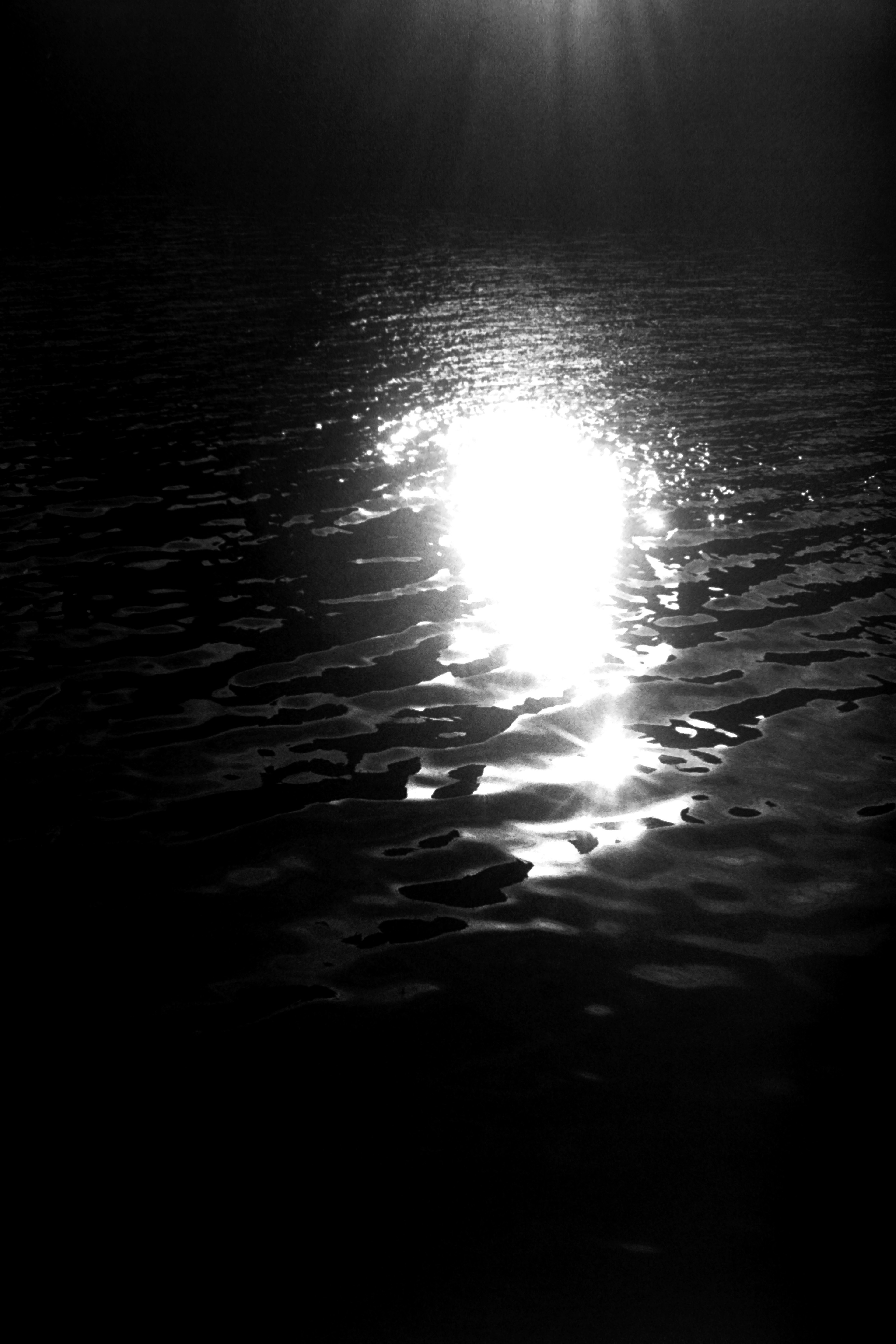 Reflection of light on water with dark background