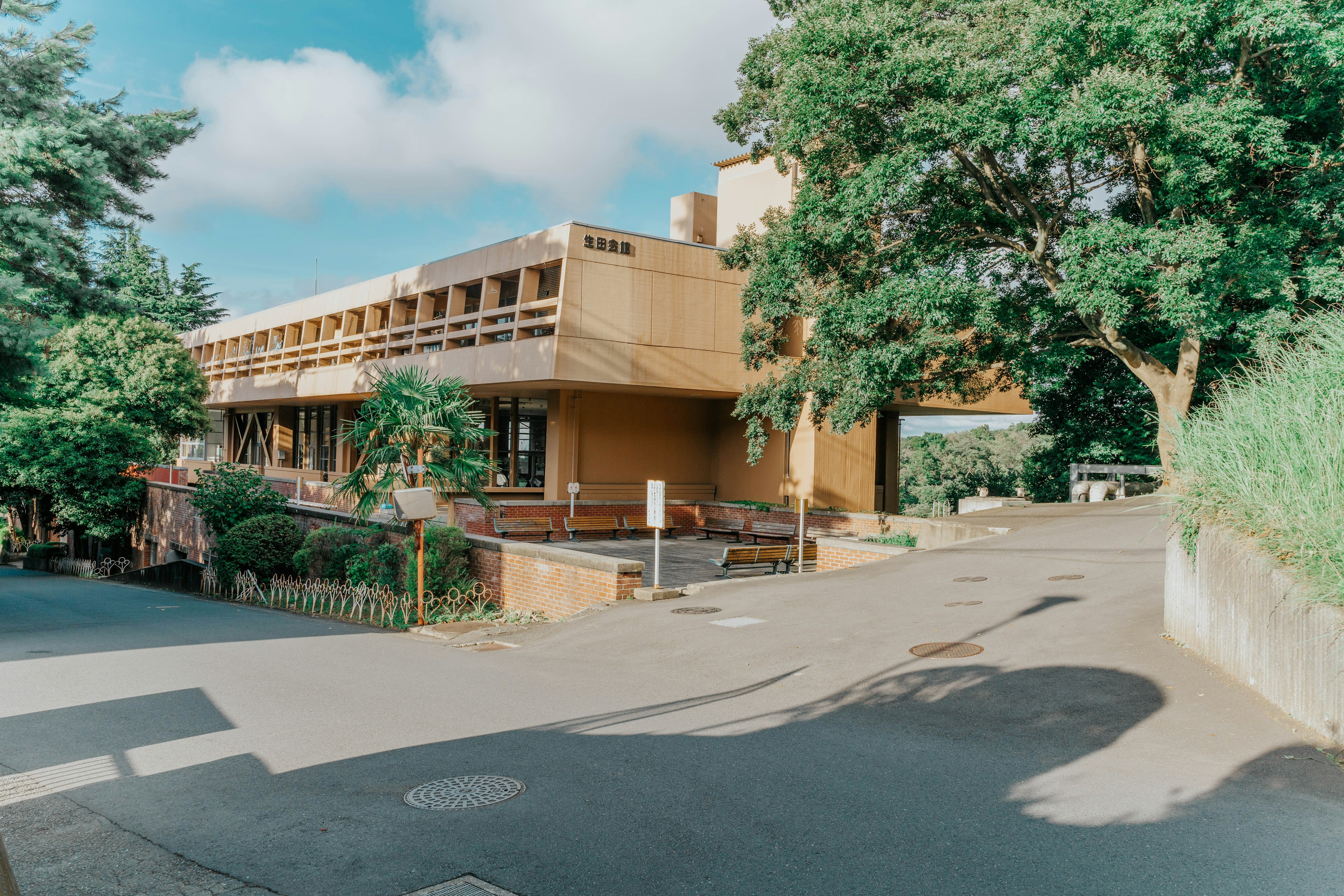 Edificio moderno de madera rodeado de vegetación exuberante