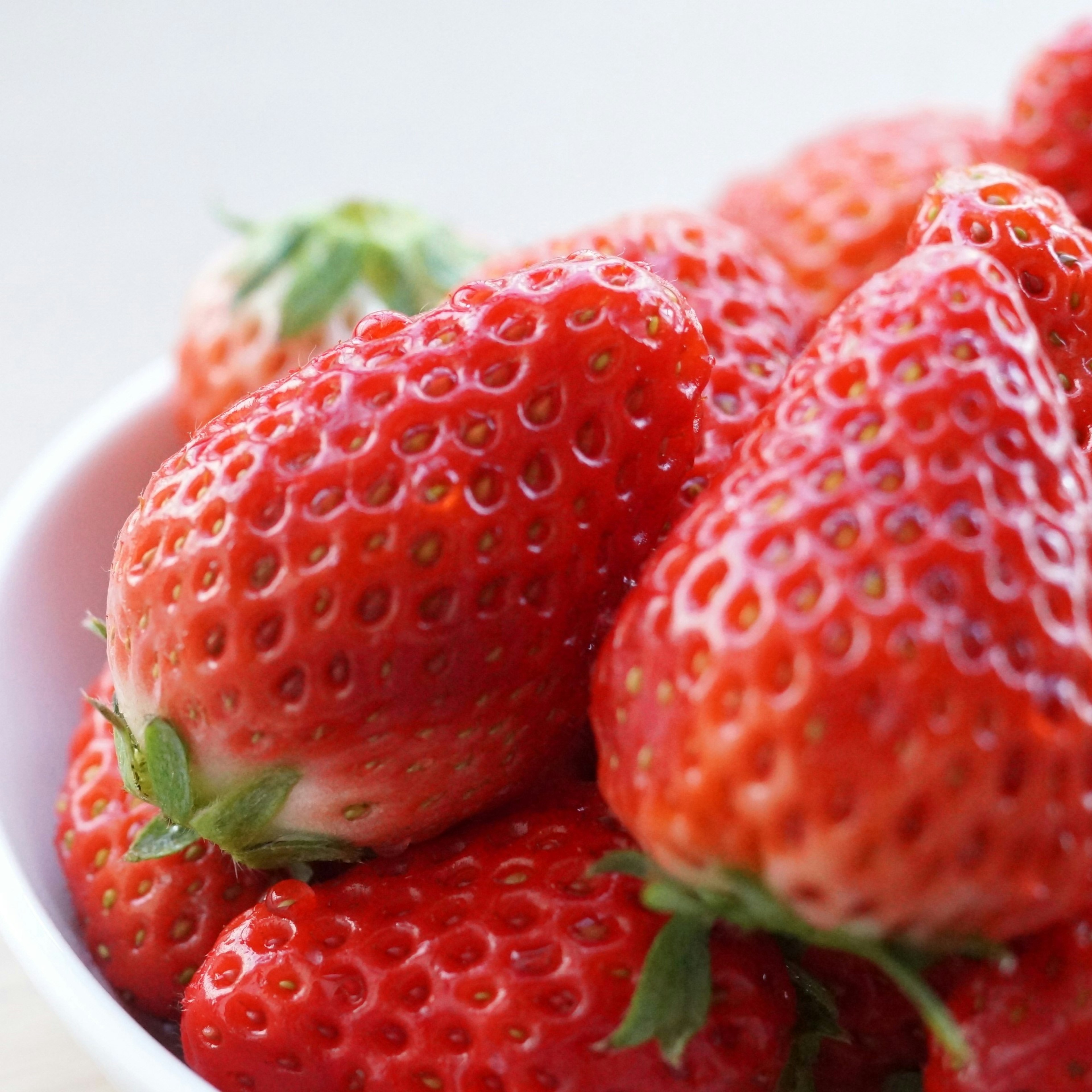 Fraises rouges fraîches dans un bol blanc