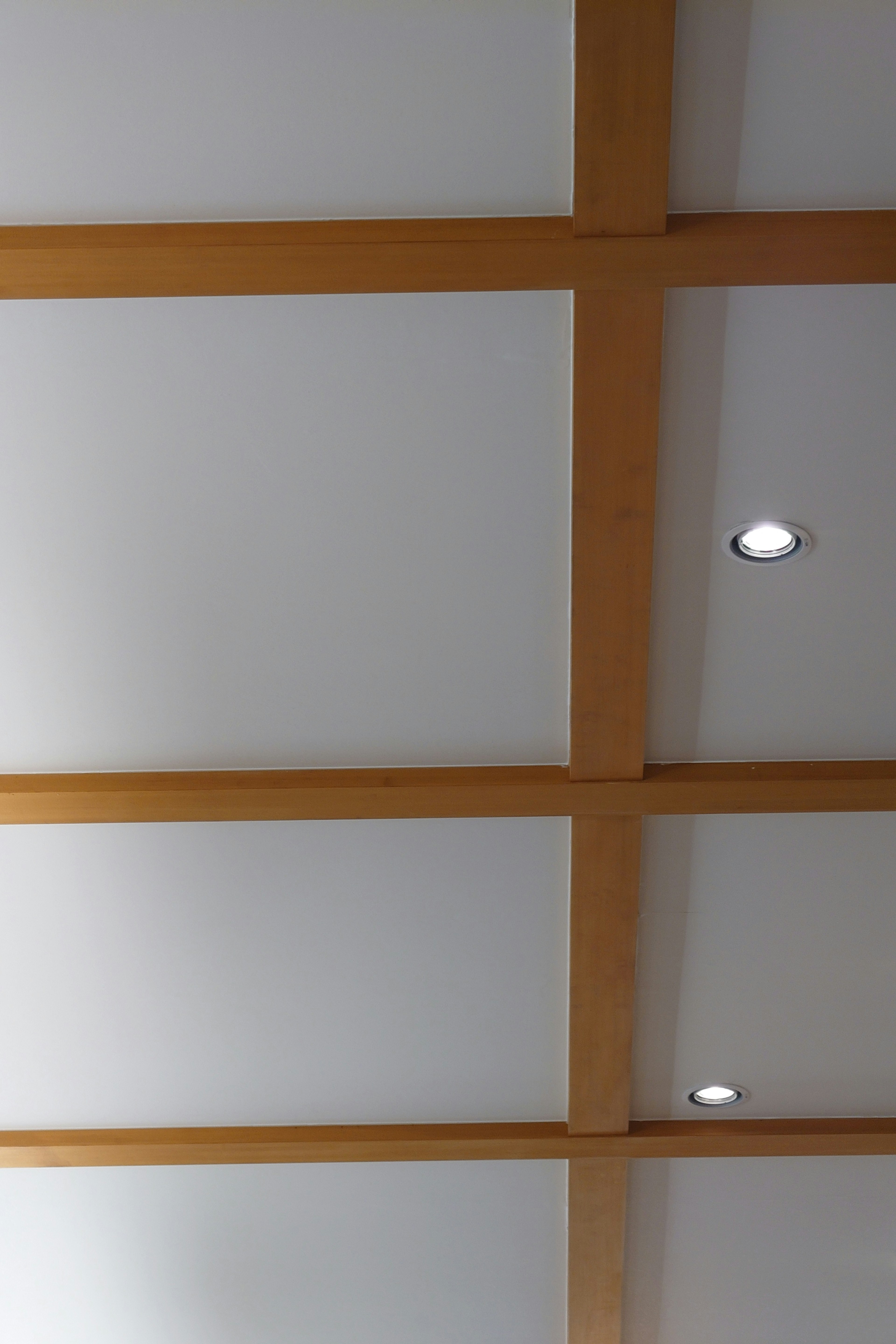 Design del soffitto bianco con travi in legno