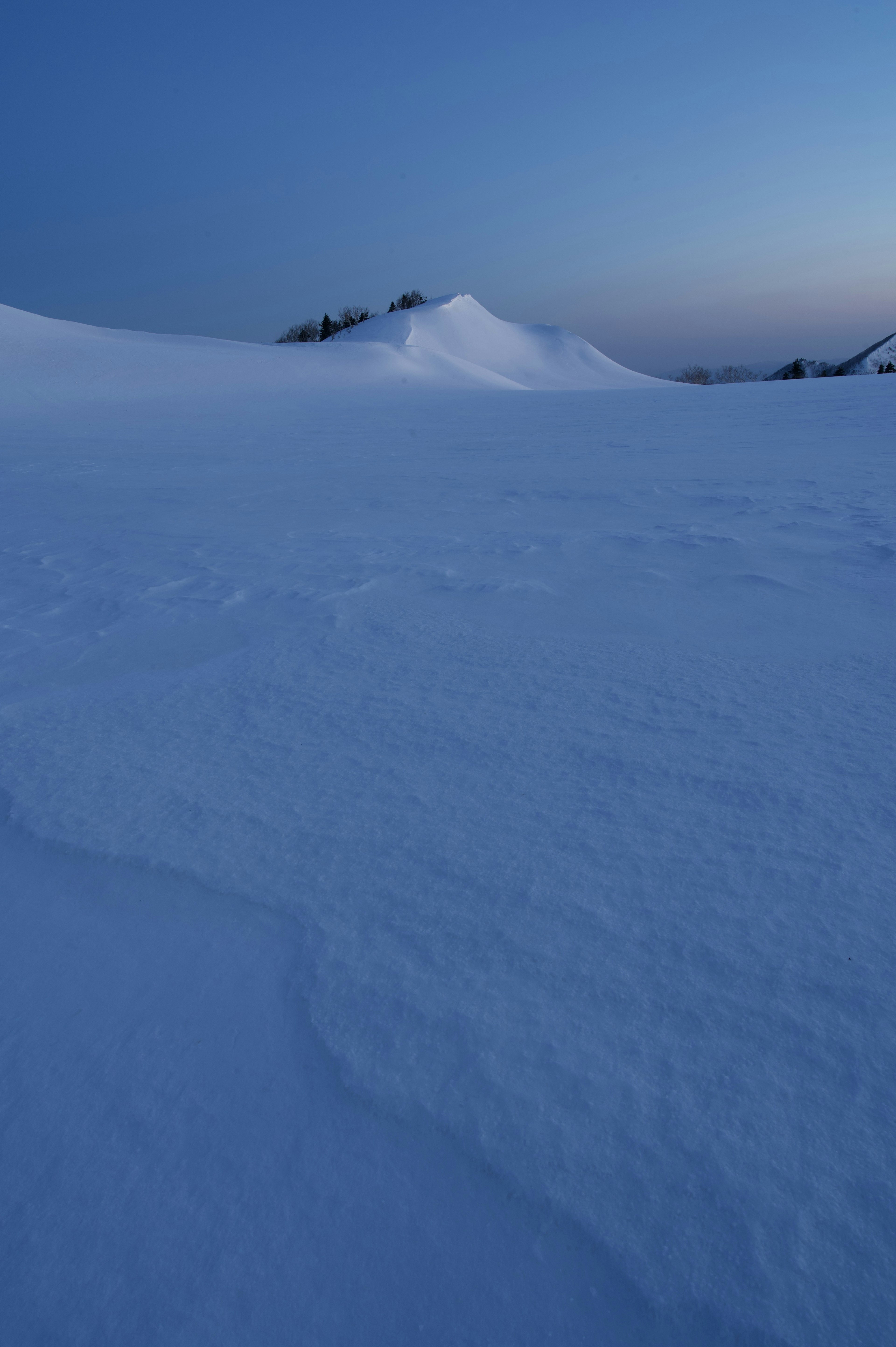 雪に覆われた風景と青い空