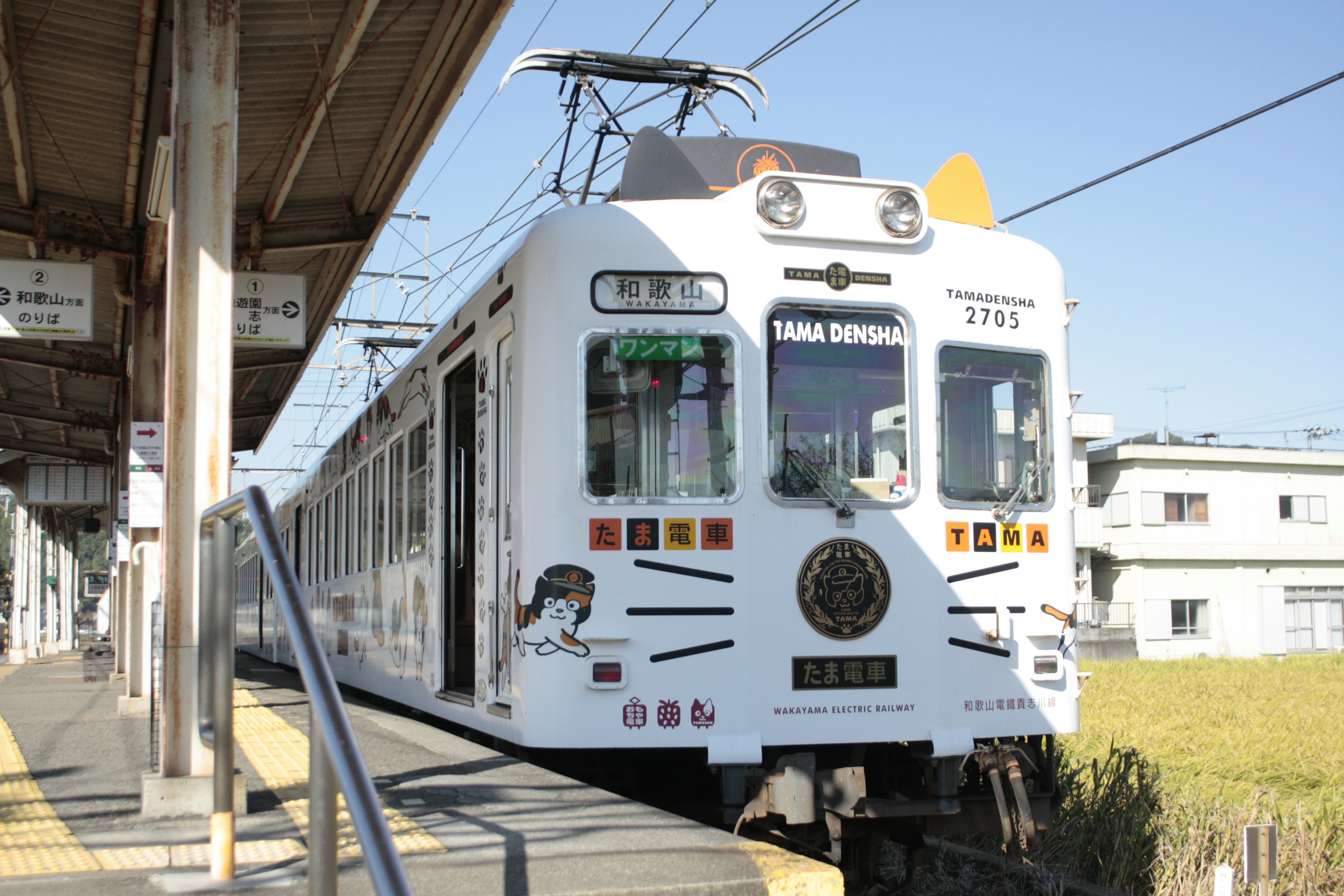 รถไฟสีสันสดใสที่มีการออกแบบเฉพาะจอดอยู่ที่สถานี