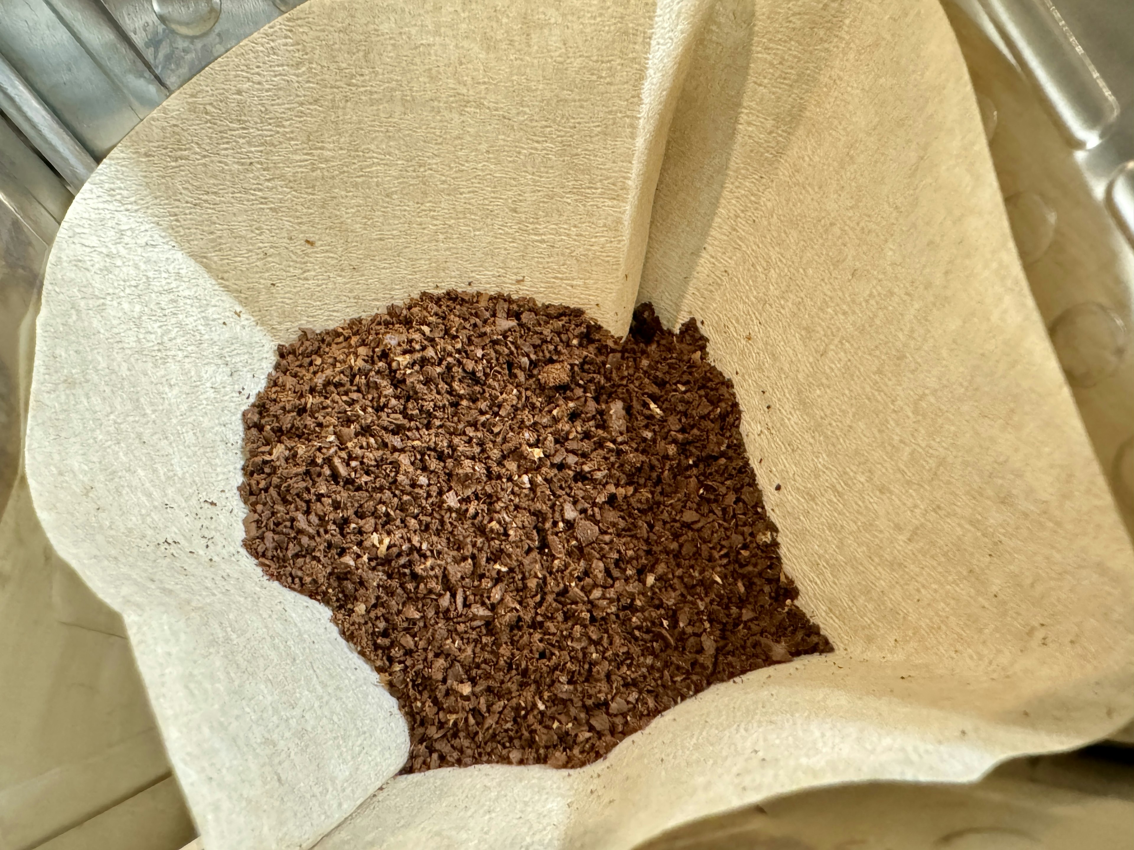 Ground coffee in a filter