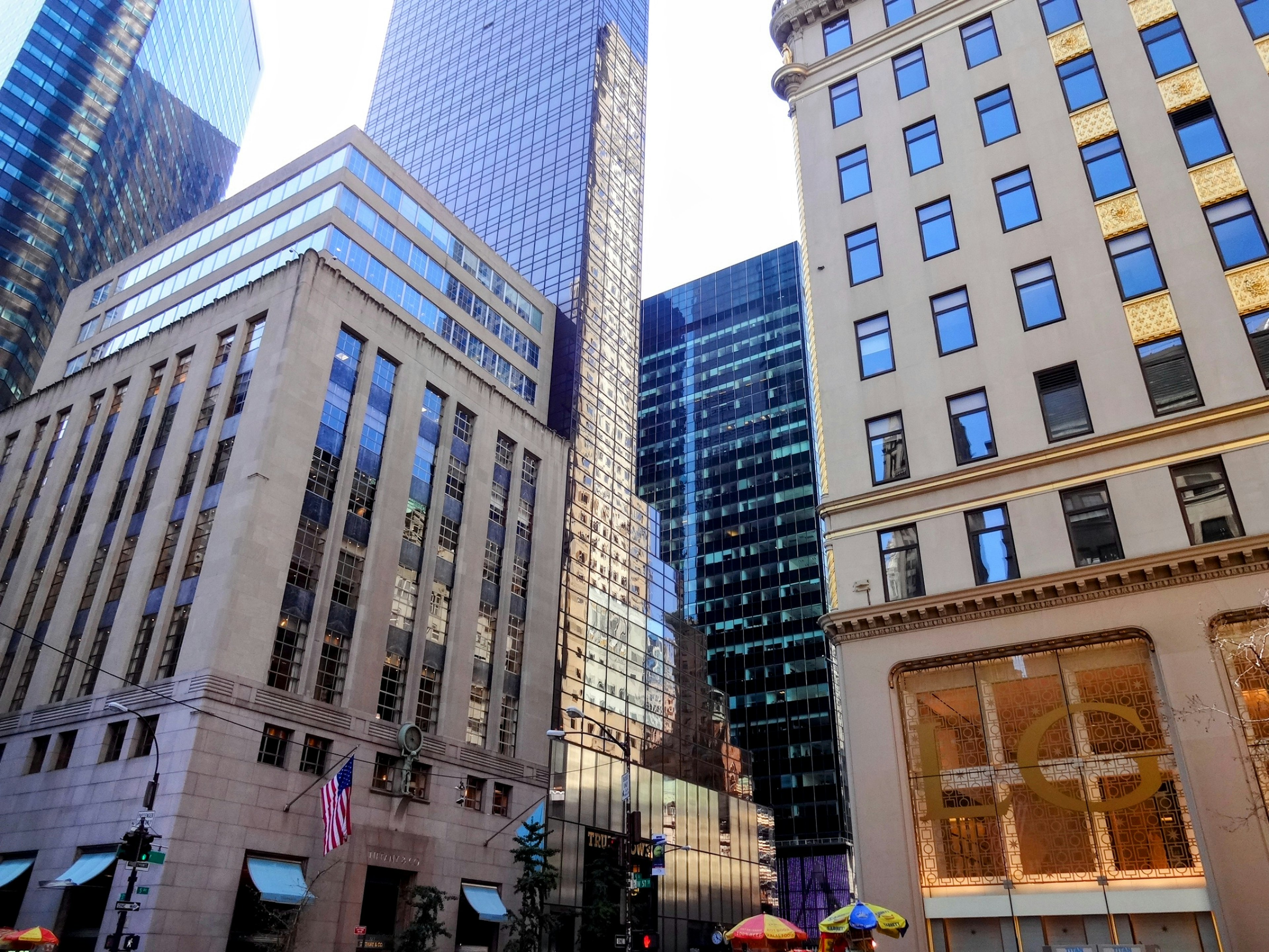 Urban landscape with skyscrapers featuring modern architecture and historical buildings