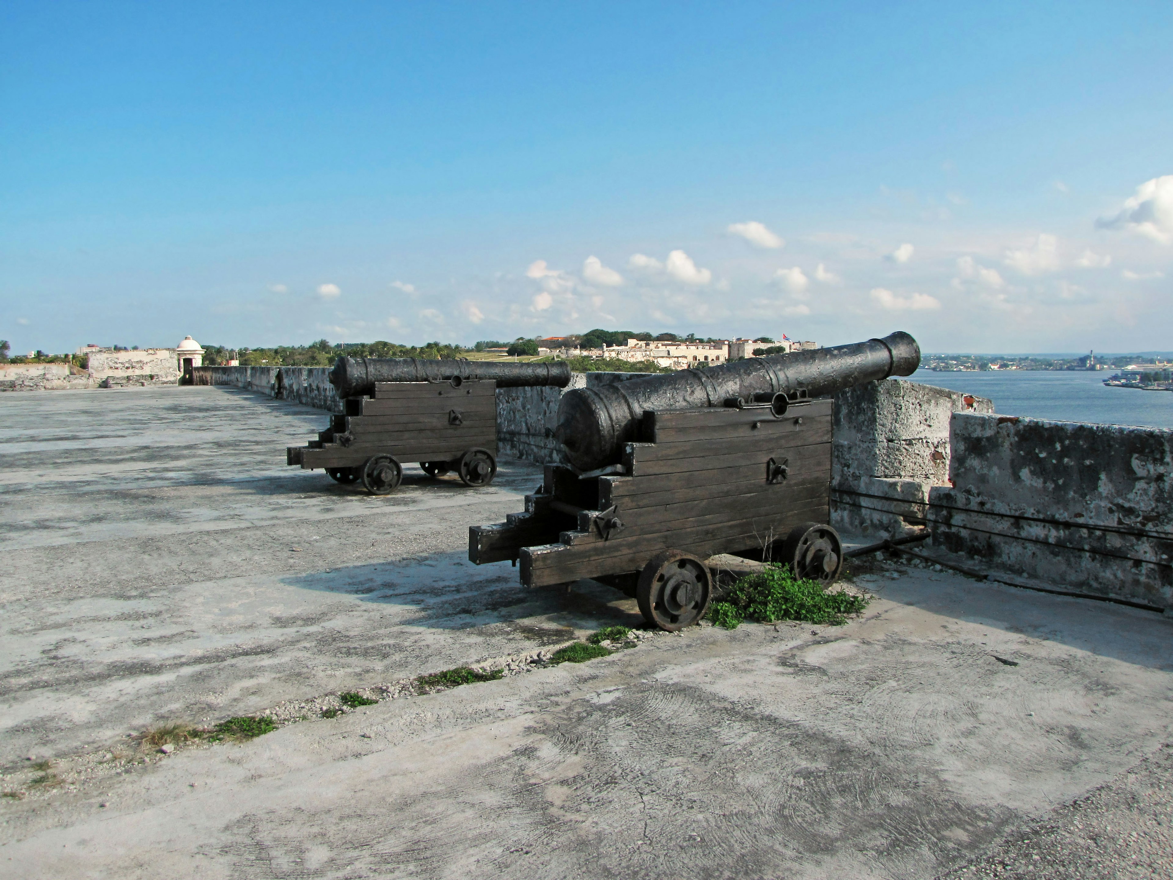 Historic site with old cannons facing the sea