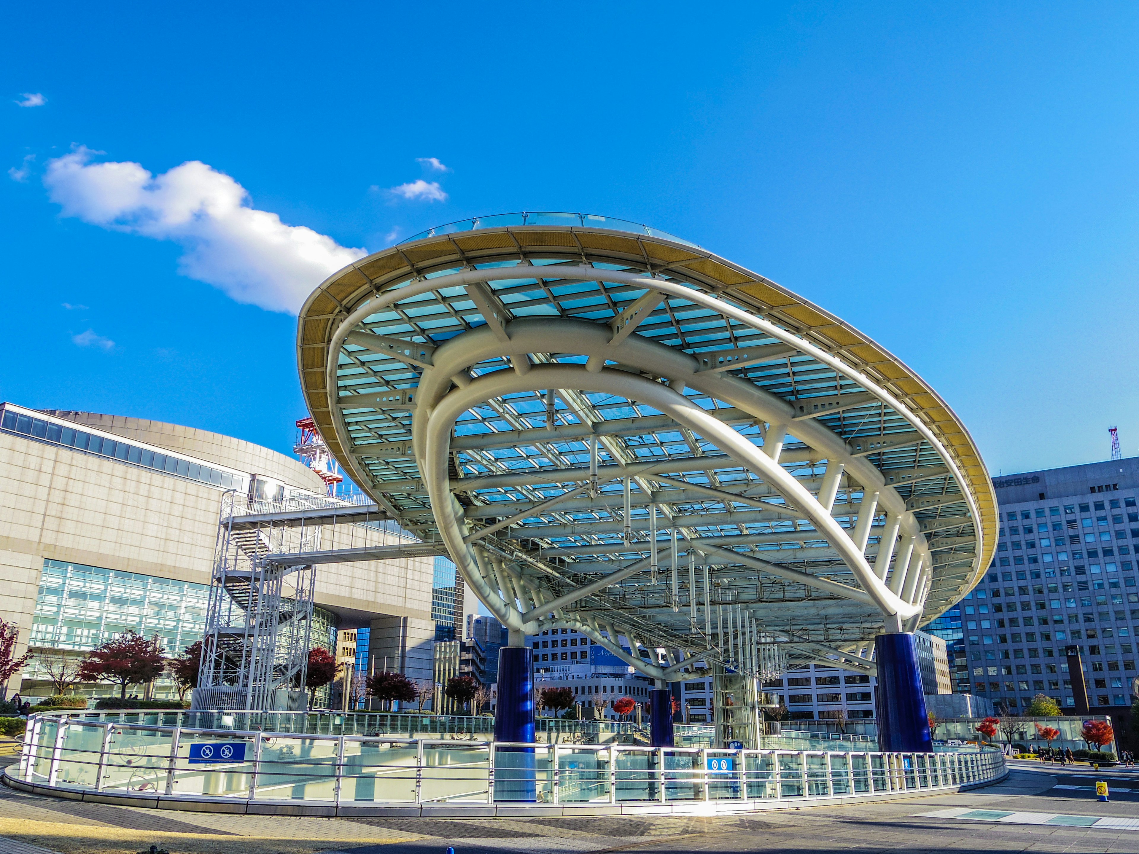 Modern architectural canopy over a public space