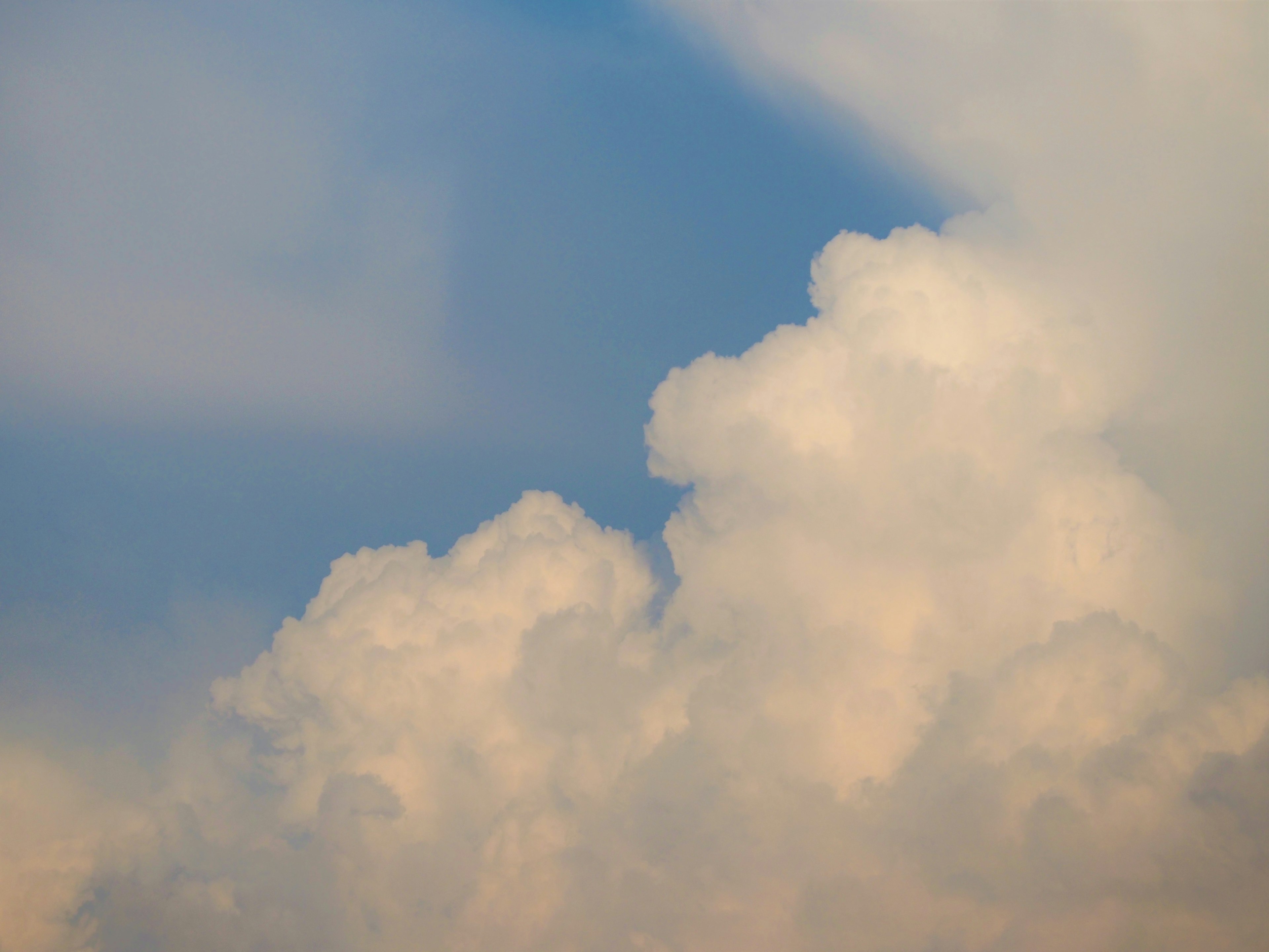 Belle vue de nuages blancs flottant dans un ciel bleu